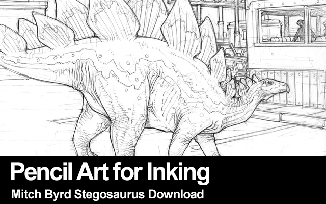 Pencil Art for Inking Stegosaurus