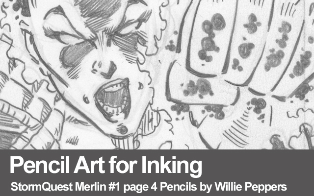 Pencil Art for Inking StormQuest Merlin pg 4