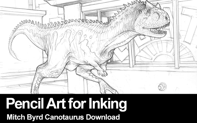 Pencil Art for Inking Carnotaurs